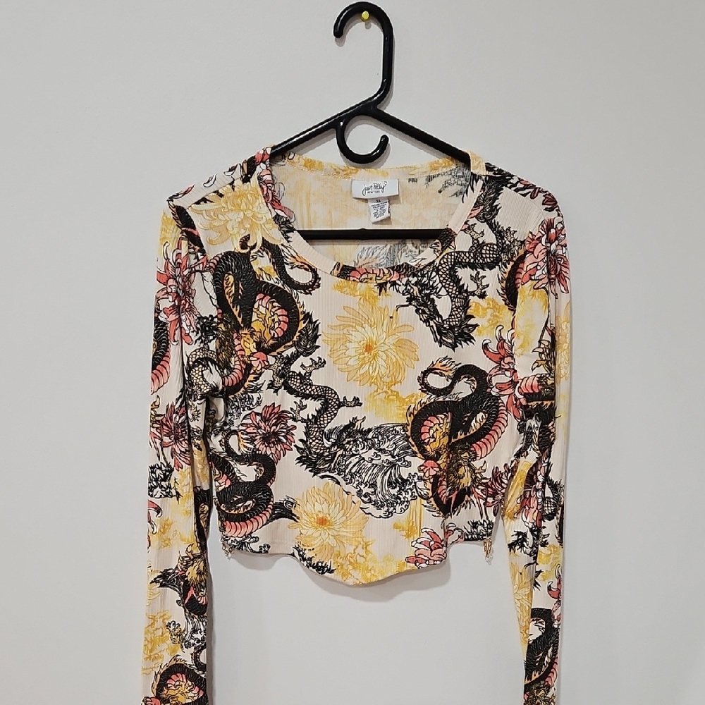 Oh My Love Cream Floral & Black Snake Print Long Sleeve Top